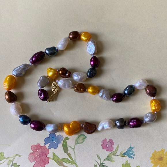 Genuine South Sea Baroque Multicolored Graduated Pearl Necklace. Sizes & forms!
